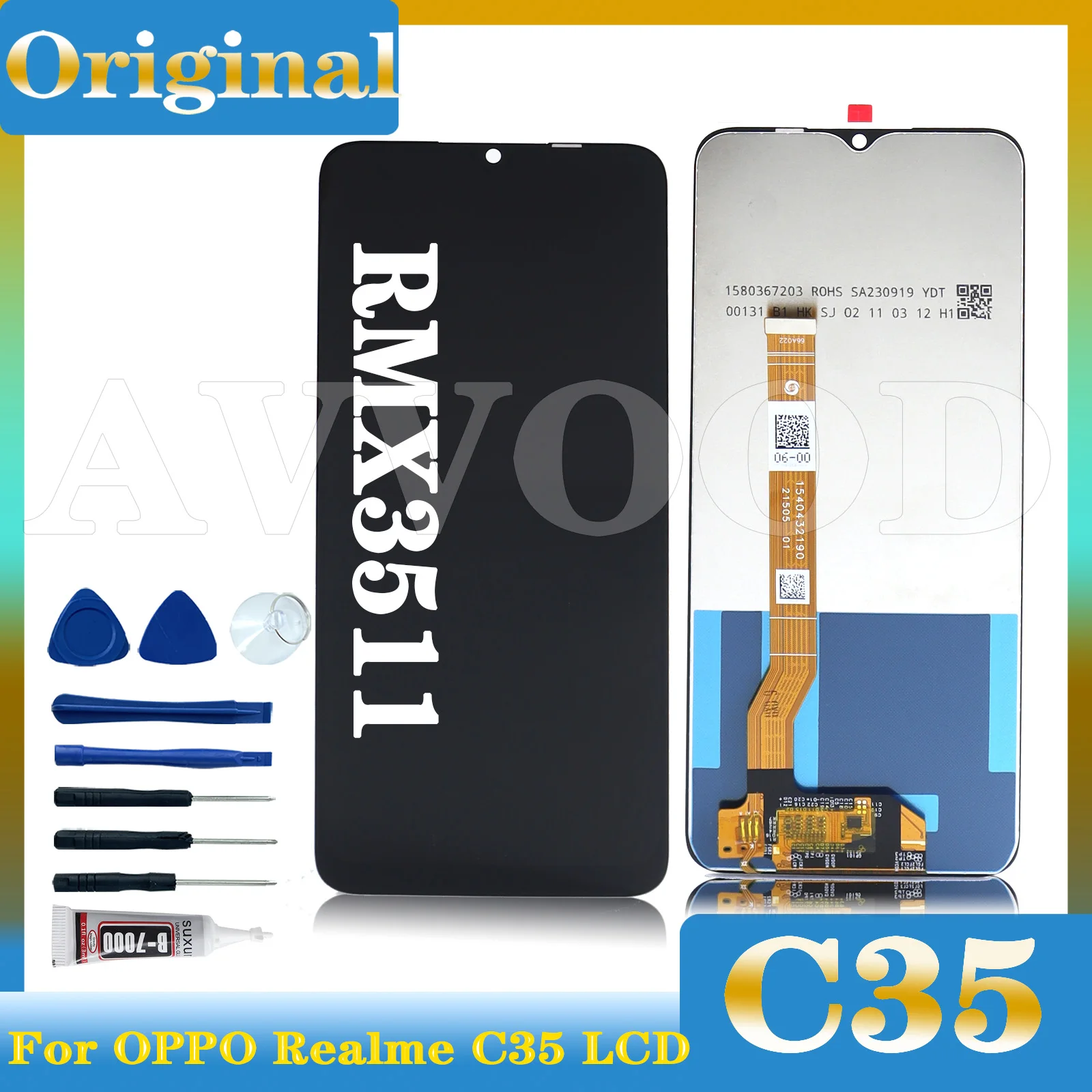 

Original For OPPO Realme C35 LCD Display Touch Screen Digitizer Assembly Replacement For RealmeC35 RMX3511 LCD Parts With Frame