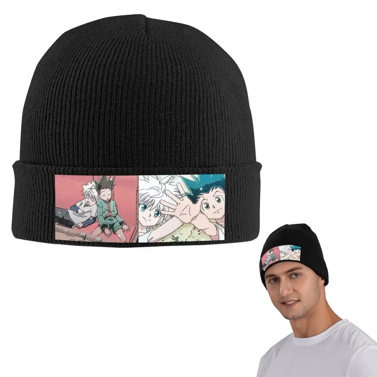 Gon And Killua HXH Hunter X Hunter Warm Knitted Cap Hip Hop Bonnet Hat Autumn Winter Outdoor Beanies Hats For Men Women Adult