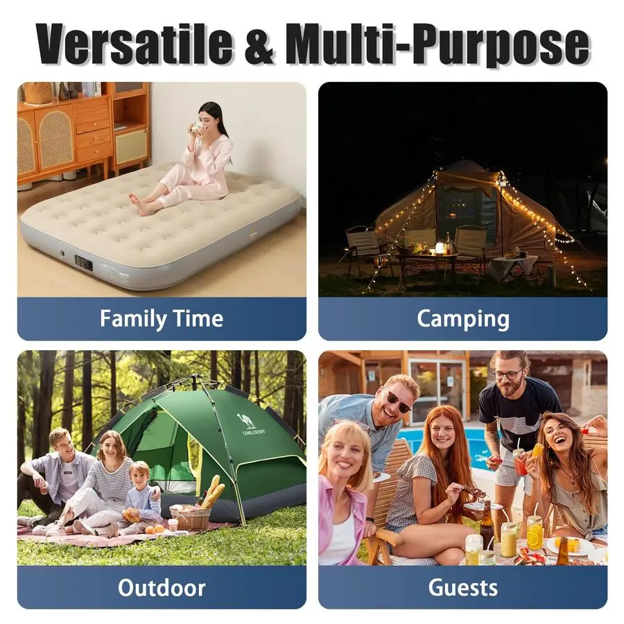 مرتبة هوائية مع مضخة كهربائية مدمجة للتضخم السريع، تدعم ما يصل إلى 650 رطلاً، مثالية للتخييم والمنزل والضيوف والتر المحمول