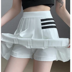 Women's Skirt With Shorts Summer Black Pleated Skirt For Girls Brown A Line High Waist Y2k Mini saias Spring Korea Style Clothes