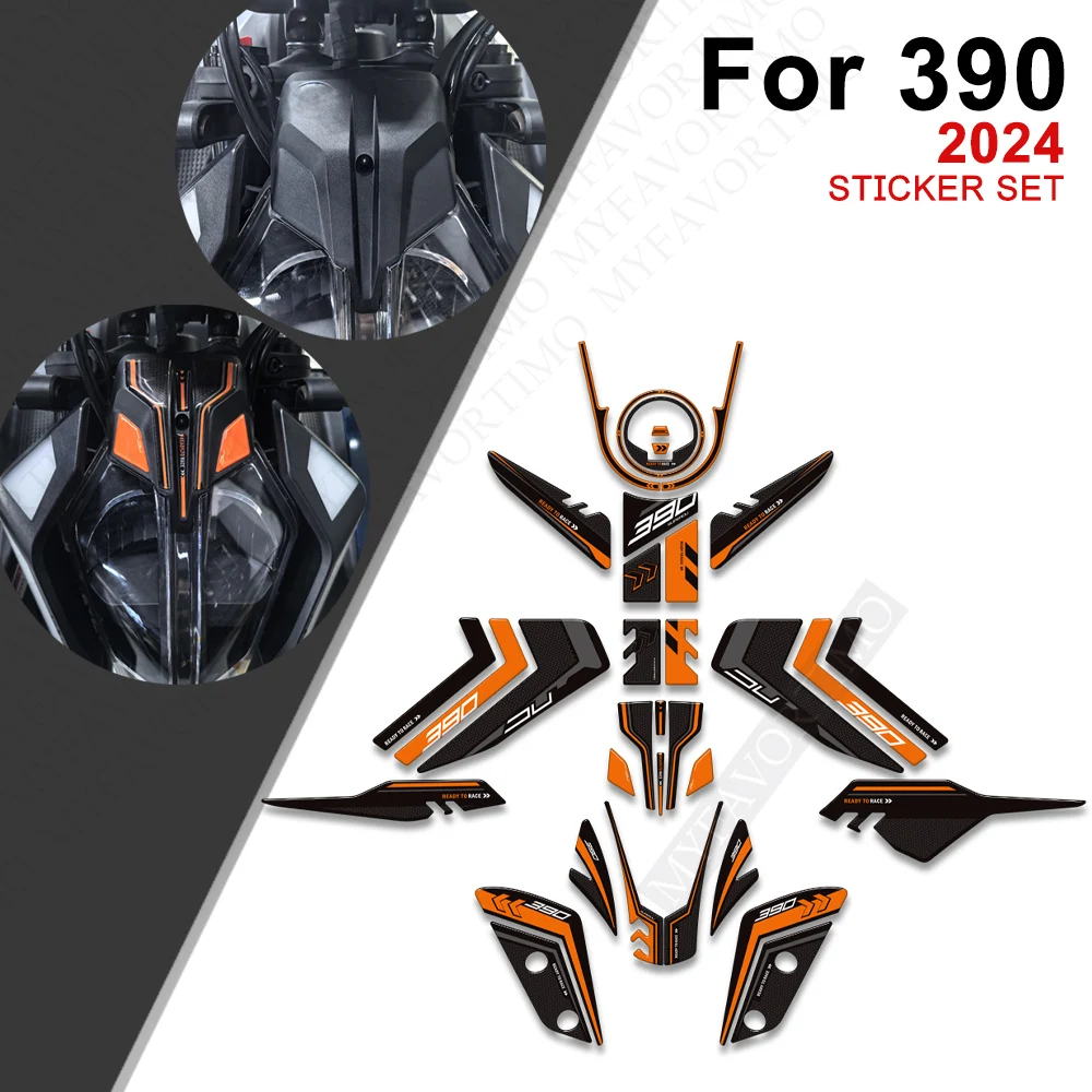 

For 390 Duk 2024 Motorcycle Oil Fuel Tank Pad Side Stickers Tankpad Protector Fairing Fender Decals Kit