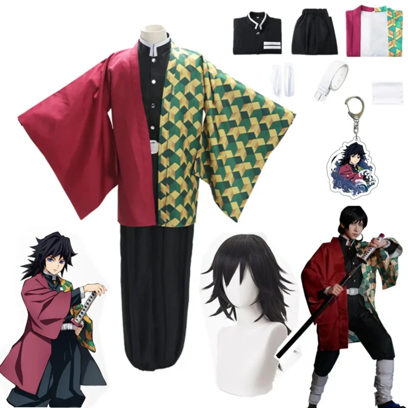 

Аниме Demon Slayers Kimetsu no Yaiba Tomioka Giyuu Косплей Костюм Кимоно Хэллоуин Рождественская вечеринка Одежда для взрослых и детей