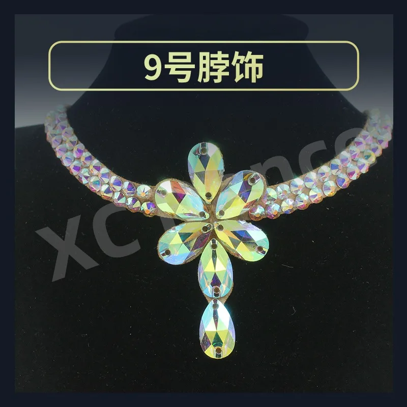 Customized Latin Dance Neck Accessories Competition Performance Diamond Necklace Waltz National Standard