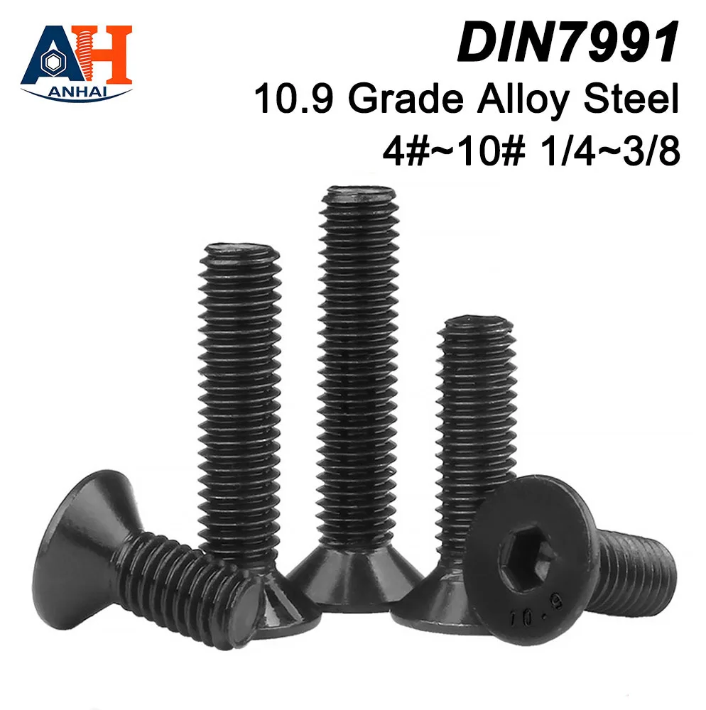 Hex Socket Countersunk Flat Head Screw 10.9 Grade Black UNC UNF Imperial Inch Bolt