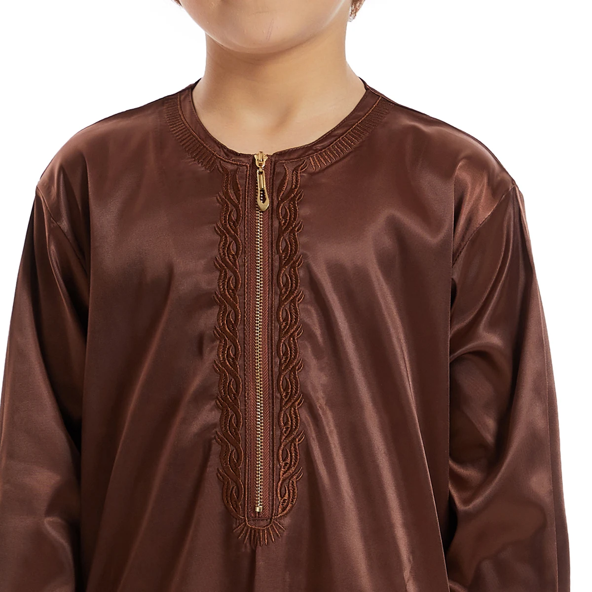 Front Zipper Fashion Embroidery Muslim Boys Thobe Abaya For kids Islamic Dress Saudi Arabia Dubai Turkey Malay Abayas TH880