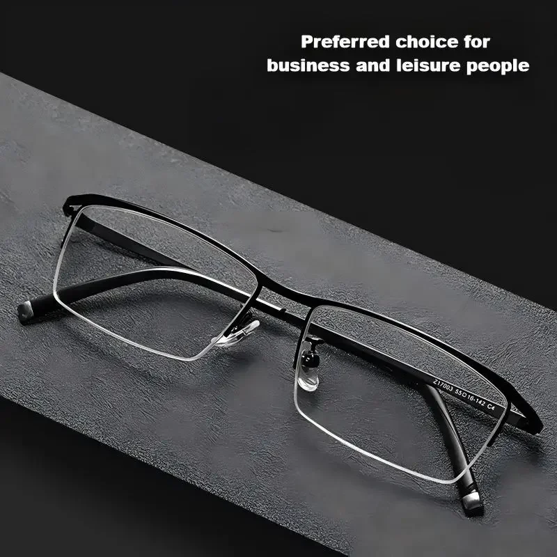 NOWSEE Kacamata Setengah Bingkai Kasual Pria Baru, Kacamata Baca Anti Cahaya Biru, Kacamata Resep Miopia, Kacamata Progresif