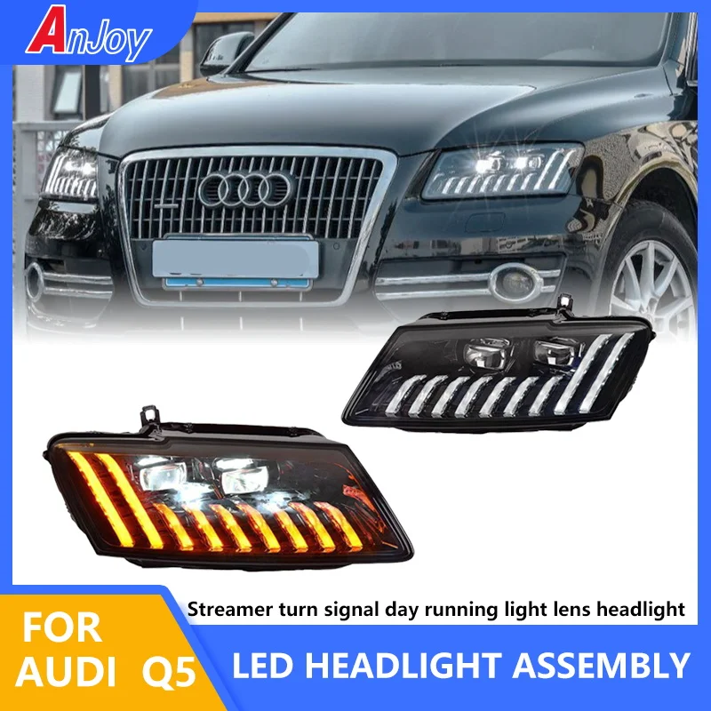 

1Pair Car Styling Headlights For AUDI Q5 2008-2018 Front Lights LED DRL Moving Turn Signal Bi-xenon Lens Head Lamps Assembly