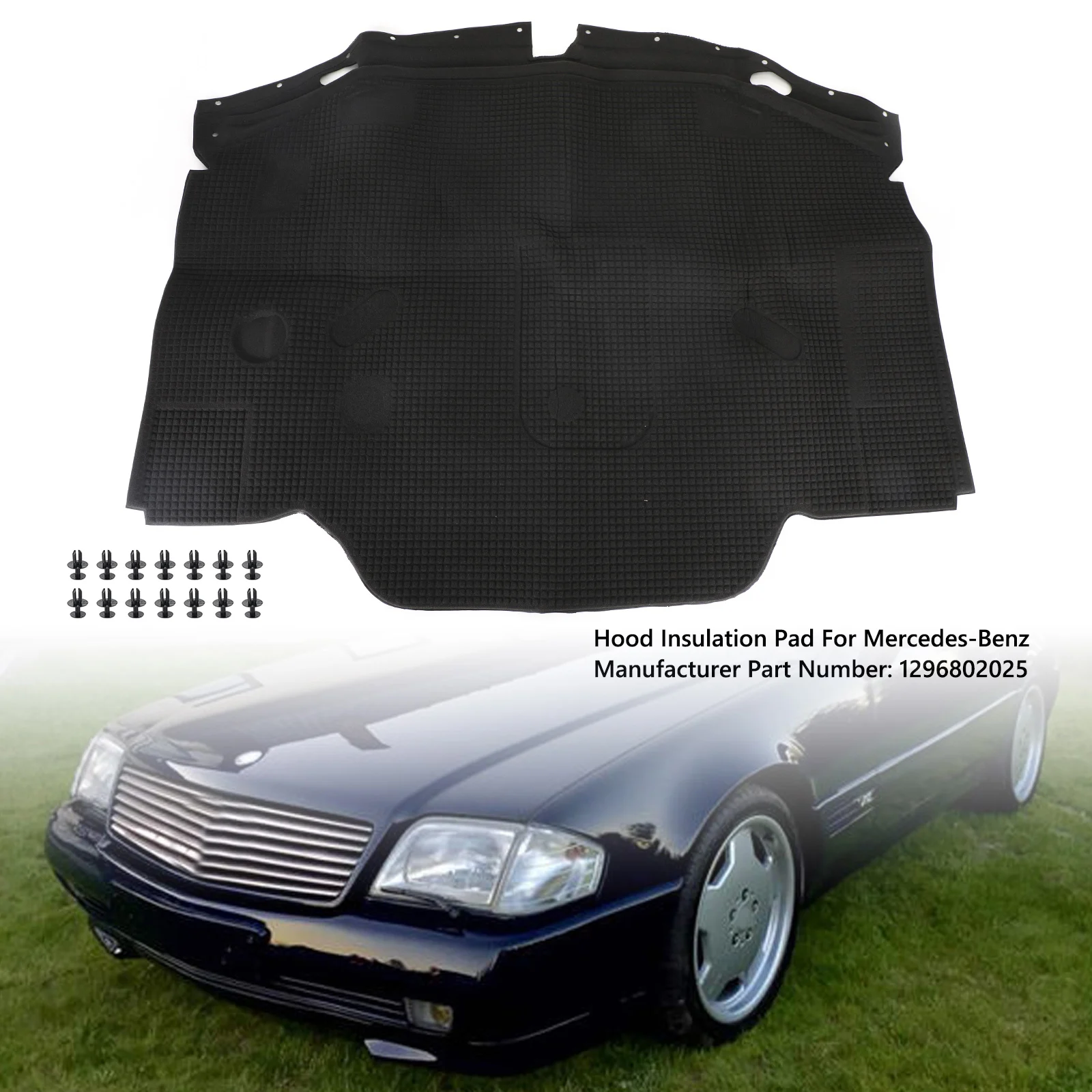 Artudatech Hood Insulation Pad 1296802025 For Mercedes-Benz 300SL 500S R129 SL500 SL600 Car Accessories