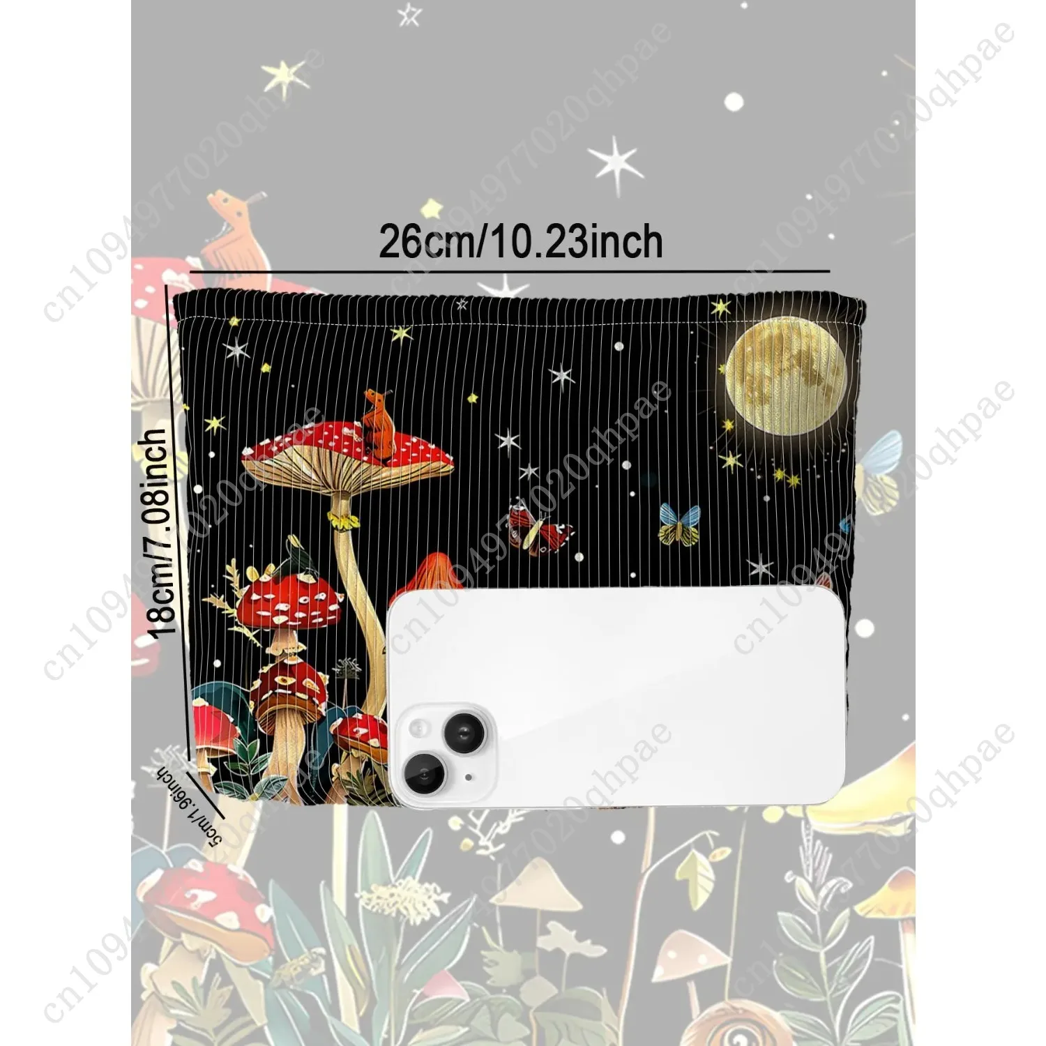 قطعة واحدة، حقيبة مكياج بسحاب على شكل غابة الفطر، حقيبة تخزين مكياج خفيفة الوزن ومتعددة الوظائف