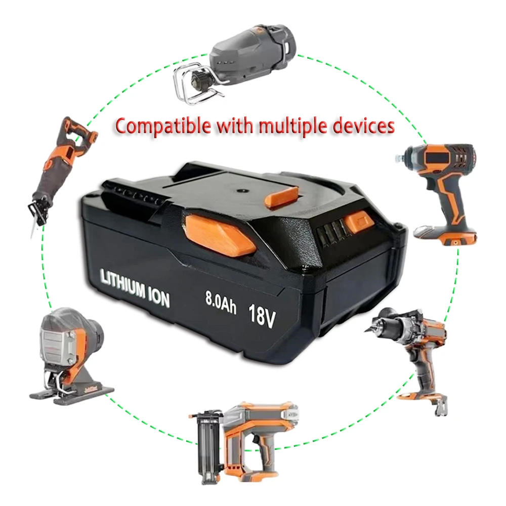 18V 8.0AH Lithium-ion Battery Suitable For AEG RIDGID R840087 R840085 L1815R L1850R L1830R R840083 Series Cordless Power Tools