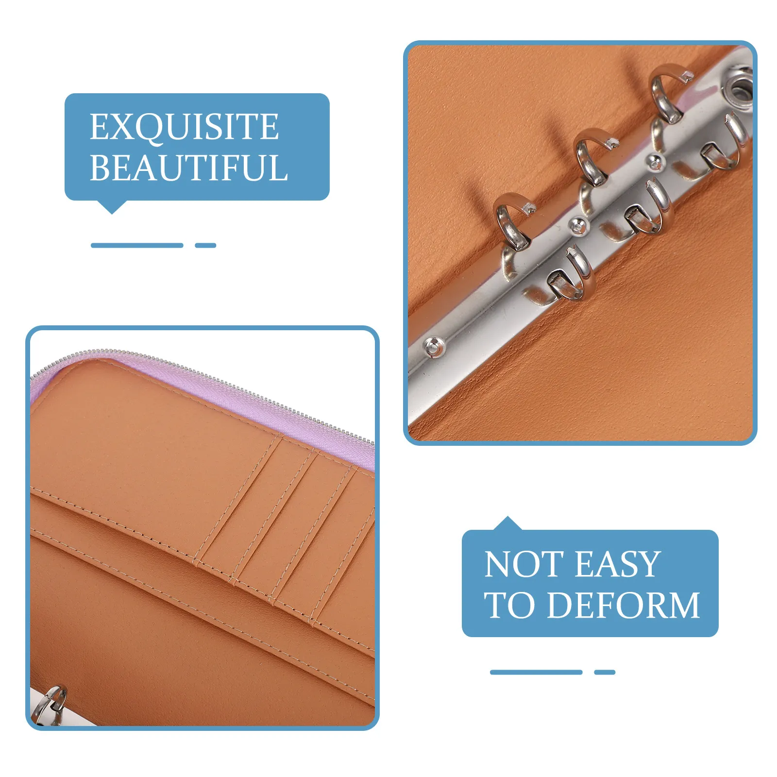 A6 Cash Budget Planner Binder PU Refillable 6 Ring Organizer Zipper Wallet Storage Pouch for Budgeting Travel Office Use