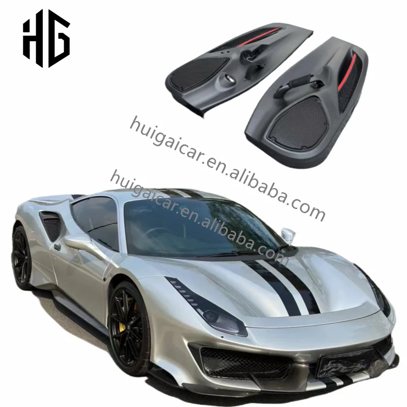 Best Price for 488 Pista Glossy Carbon Fiber Inner Door Panel Interior Trim for 488gtb/spider Car Interior Door Sills