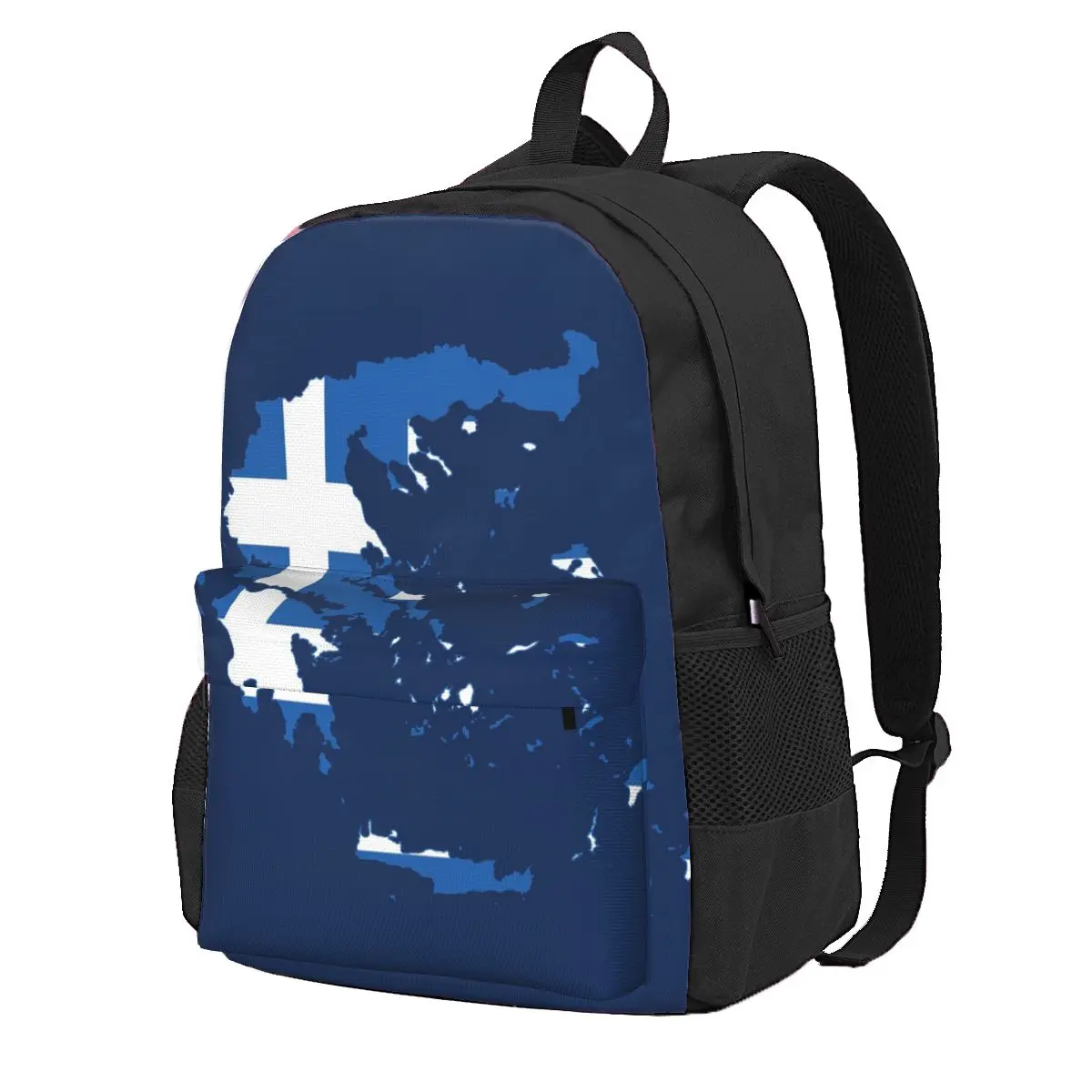 

Greece With Greek Flag Student Backpack School Bag Hiking Travel Daypack for Men Women Fashion Bookbag Shoulder Bags
