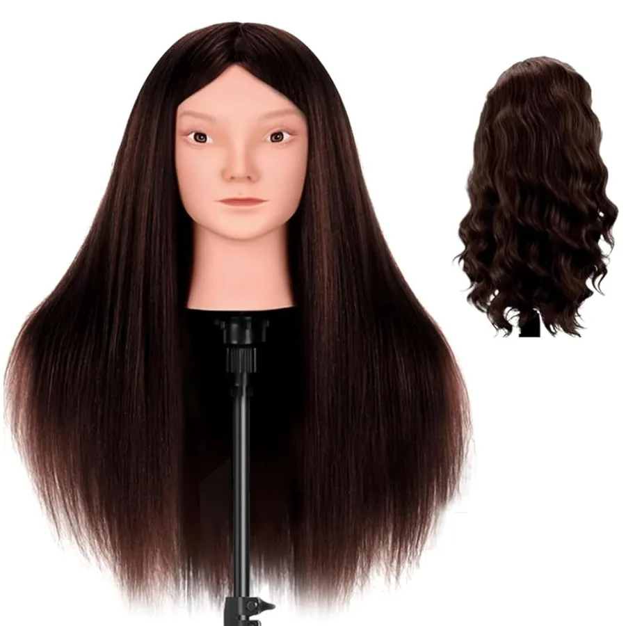 

Manikin Head with 80 Real Hair 26 for Professional Hair Styling Practice and Training Realistic Human Hair Texture Ideal for Sa
