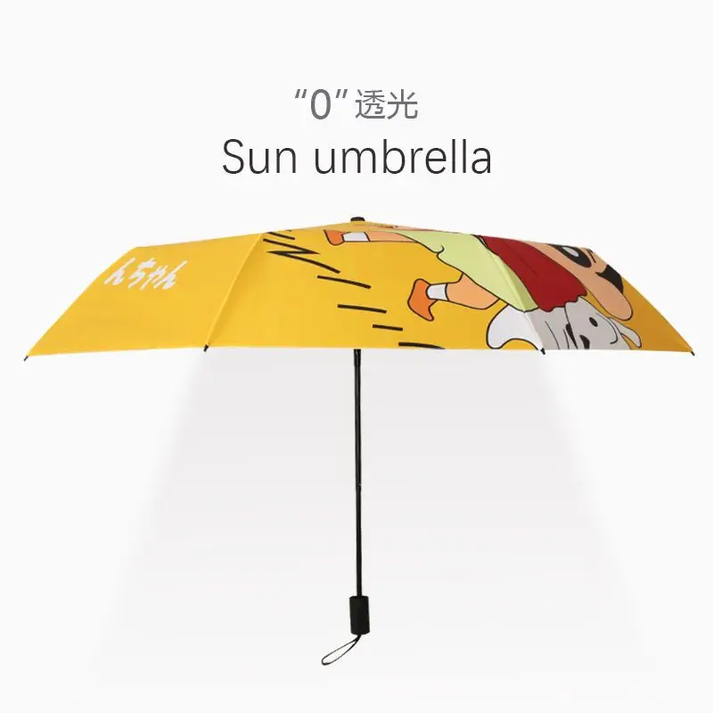 Crayon Shin-Chan Anime Figures Automatic Umbrella Yellow Xiaoxin Portable Folding Manual Sun Umbrella Cartoon Gifts Kids Toys