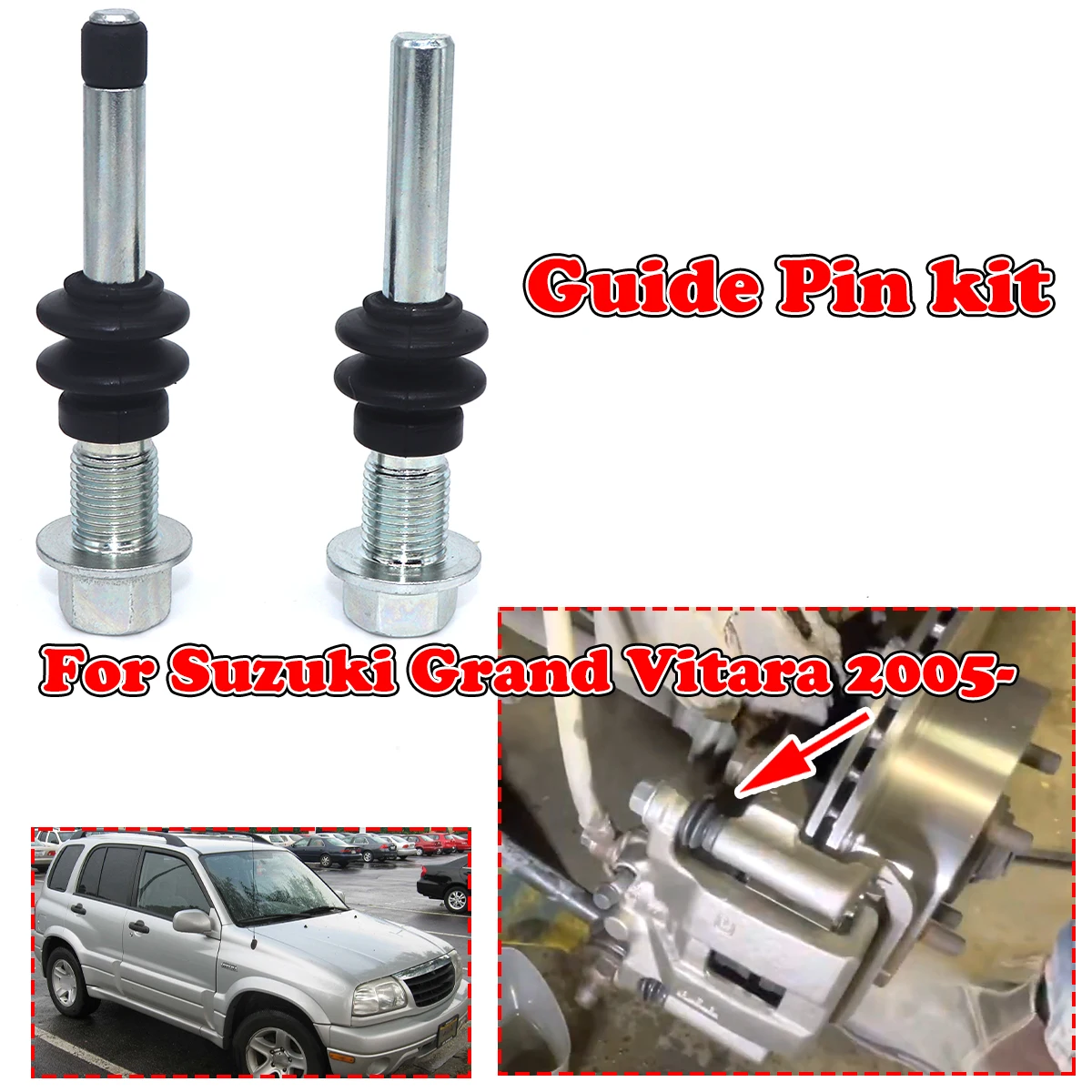 

for Suzuki Grand Vitara 2005- Rear Brake Caliper Cylinder Slider Guide Pin Left Right Disc Housing Bolt Boot Seal Accessories