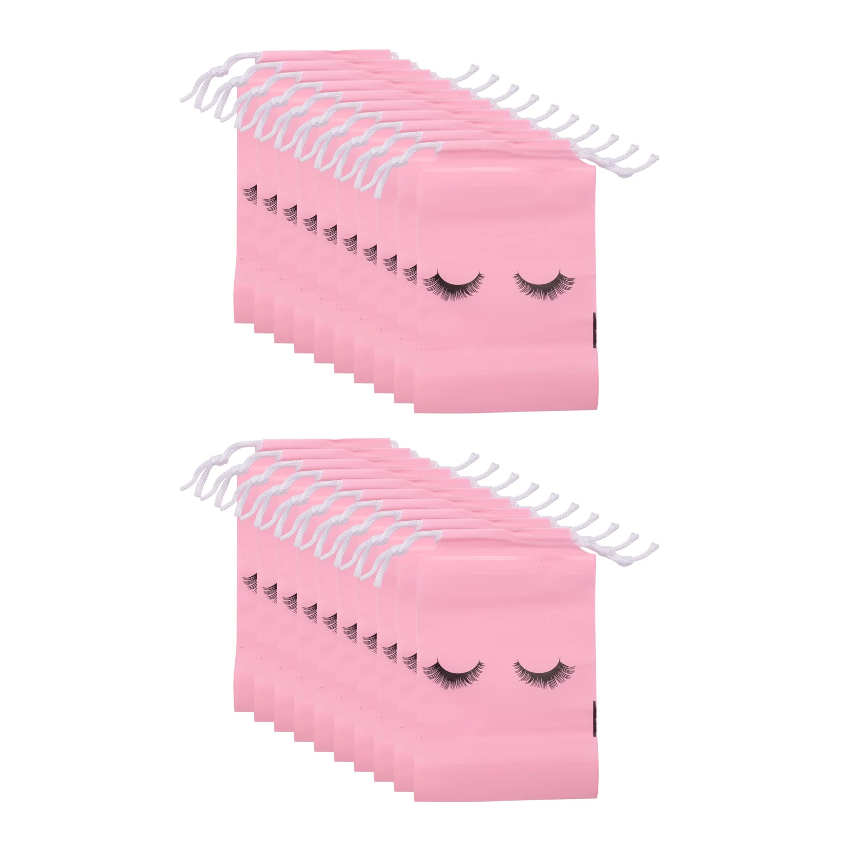 50 Pieces Eyelash Aftercare Bags Plastic Makeup Bags Toiletry Makeup Pouch Cosmetic Travel with Drawstring Pink,S