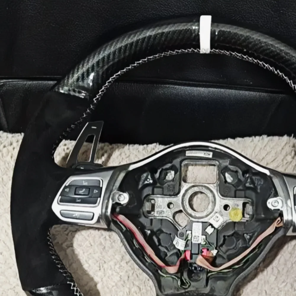 Customization Car Steering Wheel Cover  Hand Sewing Carbon Fibre Leather For Volkswagen Golf 6 GTI MK6 / Polo GTI / Scirocco R