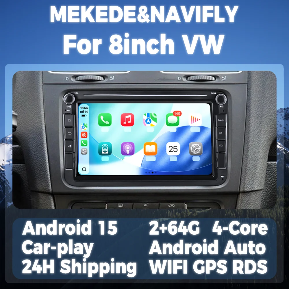 

Беспроводной мультимедийный экран CarPlay Android Auto для 8-дюймового VW Volkswagen Passat b6 b7 Golf 5 6 Polo Jetta Skoda, автомобильное радио