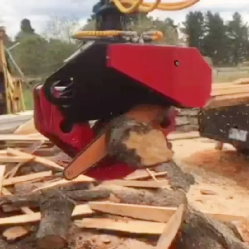 Crusher 90 Degree Tilt Excavator Grapple with ChainSaw , Loader / Excavator / Crane Mounted Grapple Saw for Forestry Tree