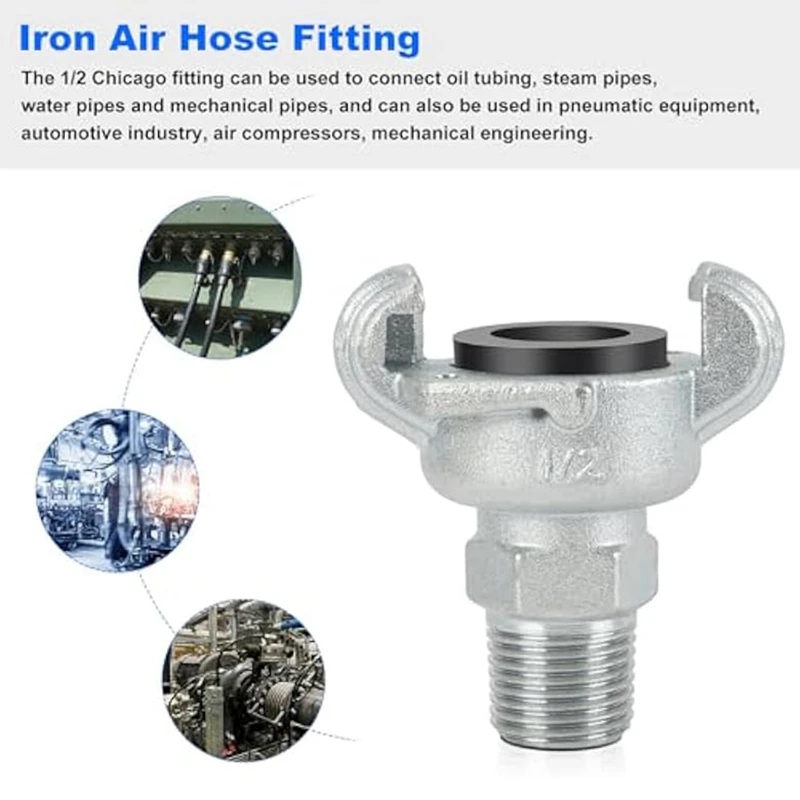 Air Hose Fitting Replacement Chicago Air Fitting 1/2, NPT Male End Air Hose Fittings, 0.5Inch 2 Lug Universal Coupling