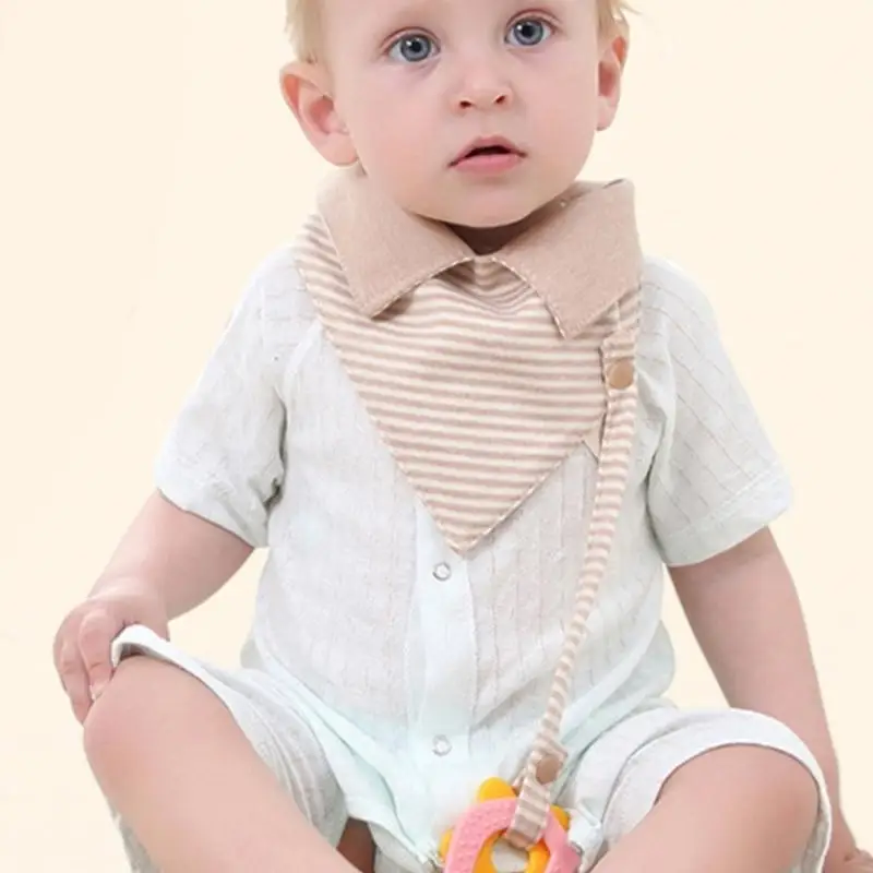 

Baby Feeding Drool Bibs Saliva Towel Cotton Triangle Scarf with Pacifier Rope
