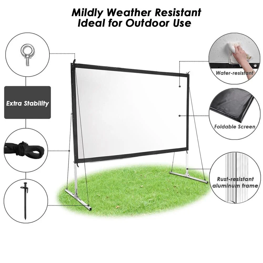 2026Projector Screen 100 Inch Portable Movie Screen 16:9 Fast Folding Projection Screen for Indoor Outdoor Home Backyard Travelp