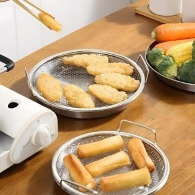 

2026 Кухонный фильтр-поддон для масла из пищевой нержавеющей стали, сетчатый дренажный поддон-дуршлаг для жарки
