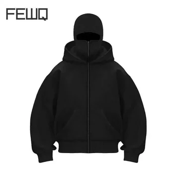 Unisex Plain Hooded Zip Up Sweatshirt Autumn Winter Ins Style Couple Matching Pullover Jacket 2