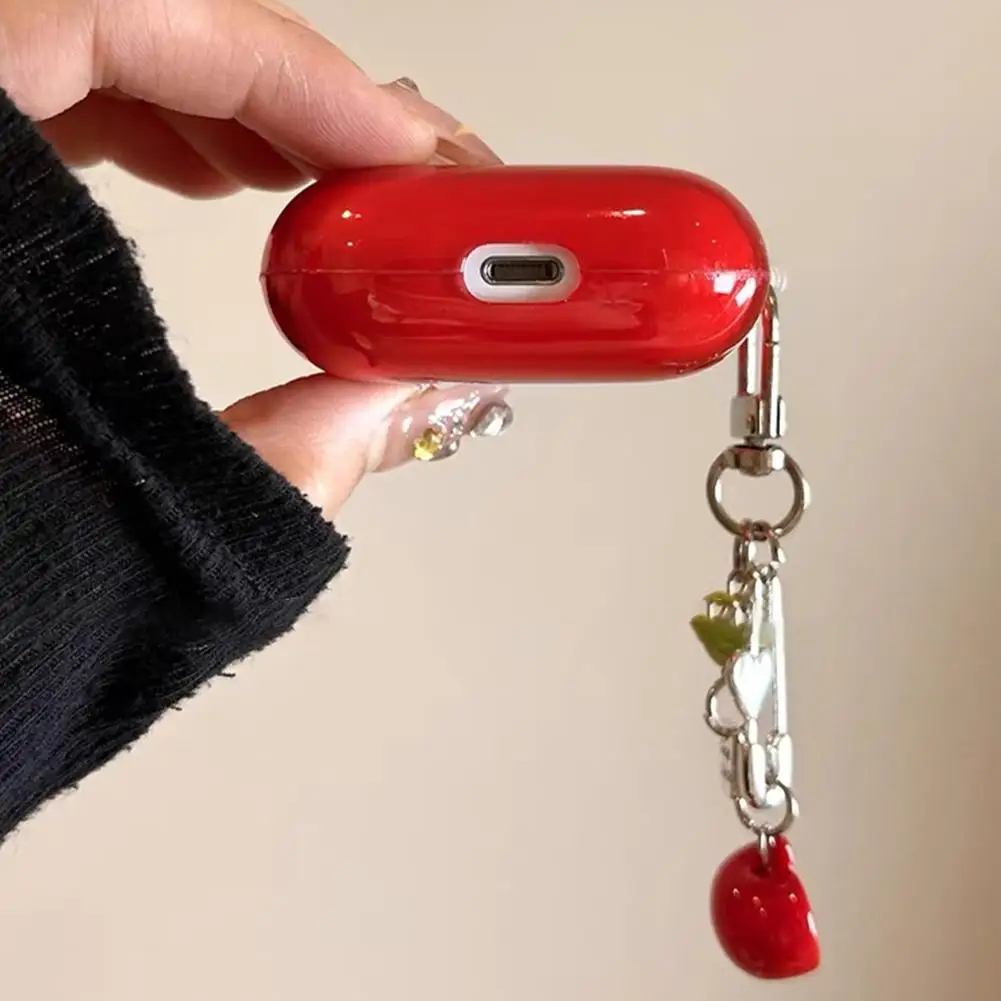 لطيف Ins نمط الأحمر أبل على شكل حقيبة سماعة الاذن ل AirPods Pro 2/AirPods 4 غطاء شفاف سيليكون سماعة واقية #5