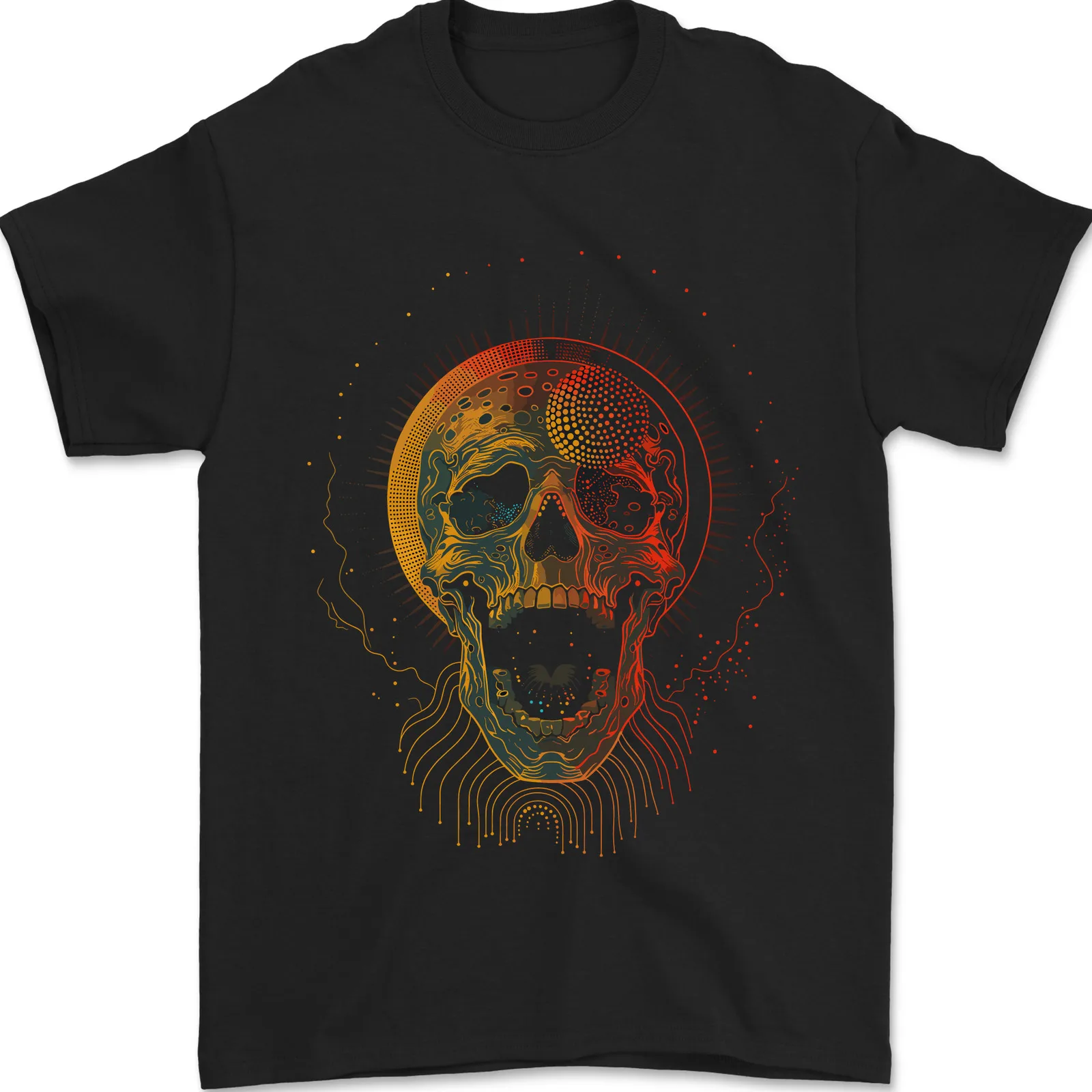 Men's T-shirt Tee - Cyberspace Skull Graphic Design 100% Cotton