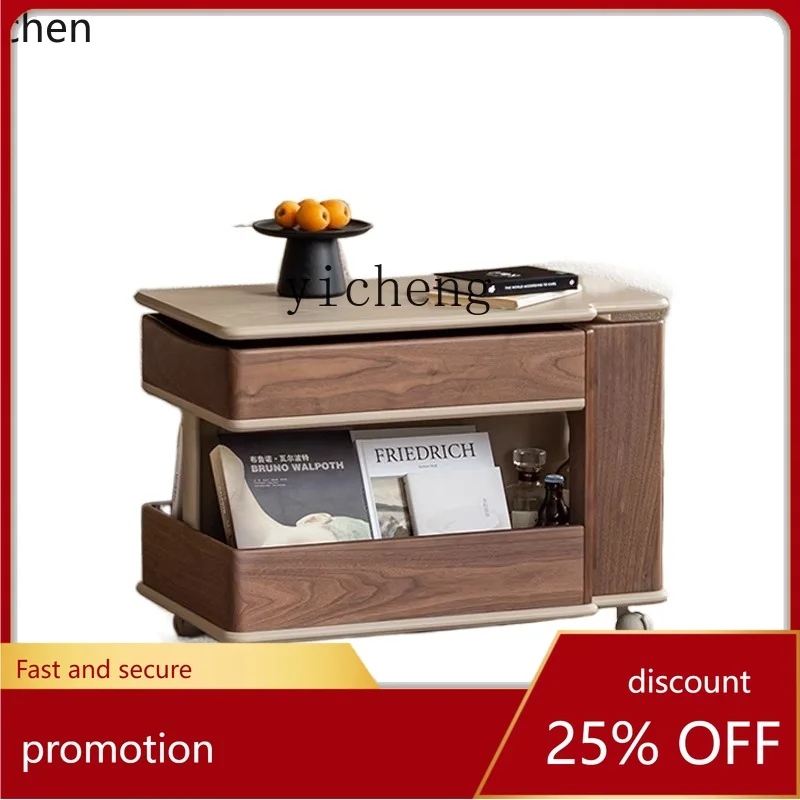 

YFY Solid Wood Small Apartment Coffee Table Multi-Functional Mobile Storage Side Cabinet Simple Living Room Furniture