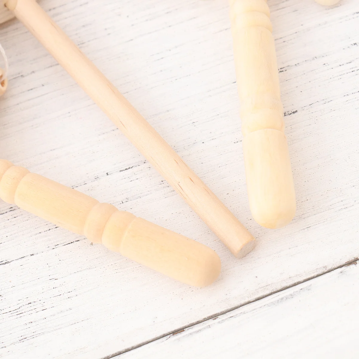 7Pcs DIY Wooden Rattle Drum Unfinished Design Shaking Plaything Eco-Friendly Safe Wood Polished Smooth Hand Carry