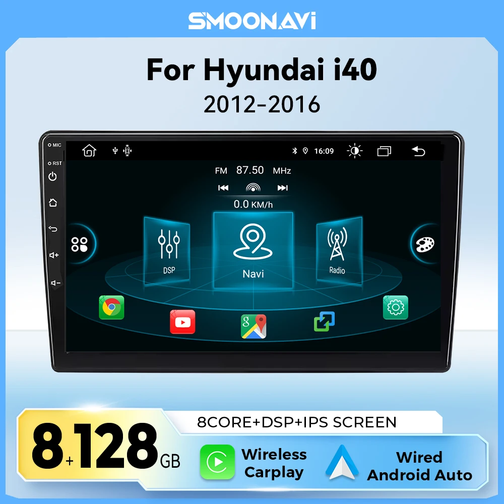 Kabelloses Carplay Android 14 Autoradio für Hyundai i40 2012-2016 GPS-Navigation IPS 2Din Multimedia DSP 4G Wifi RDS 8Core