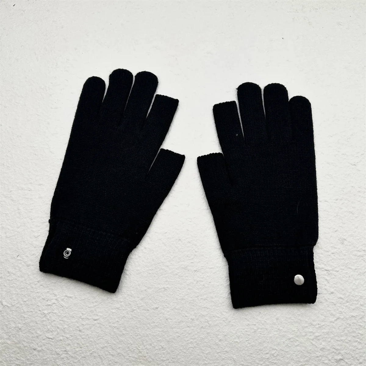 Man Women Half Finger Exposed Knitted Gloves Gardening Cycling Black Touch Screen Gloves