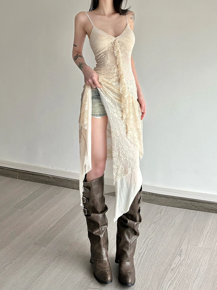 Sukienka WEIRD PUSS Summer Pure Desire Sexy Long Dr Women's Strapl V-Ne Gown Ele Polymers Fiber No-Sve Gown Trendy