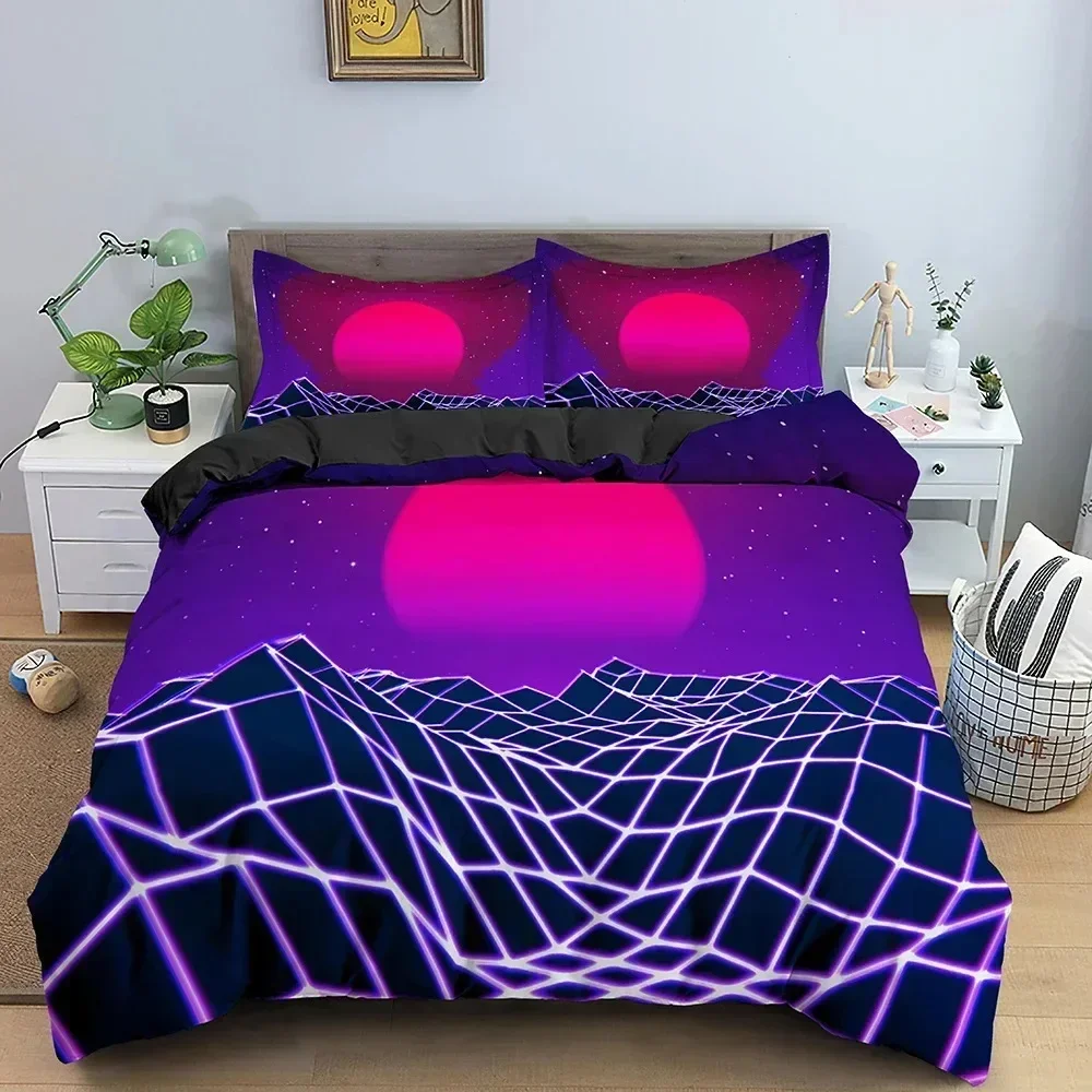 

Top 3D Retro Duvet Cover Set Vintage Give Me Back 80s Pattern Bedding Set Microfiber Queen King Size Quilt Cover