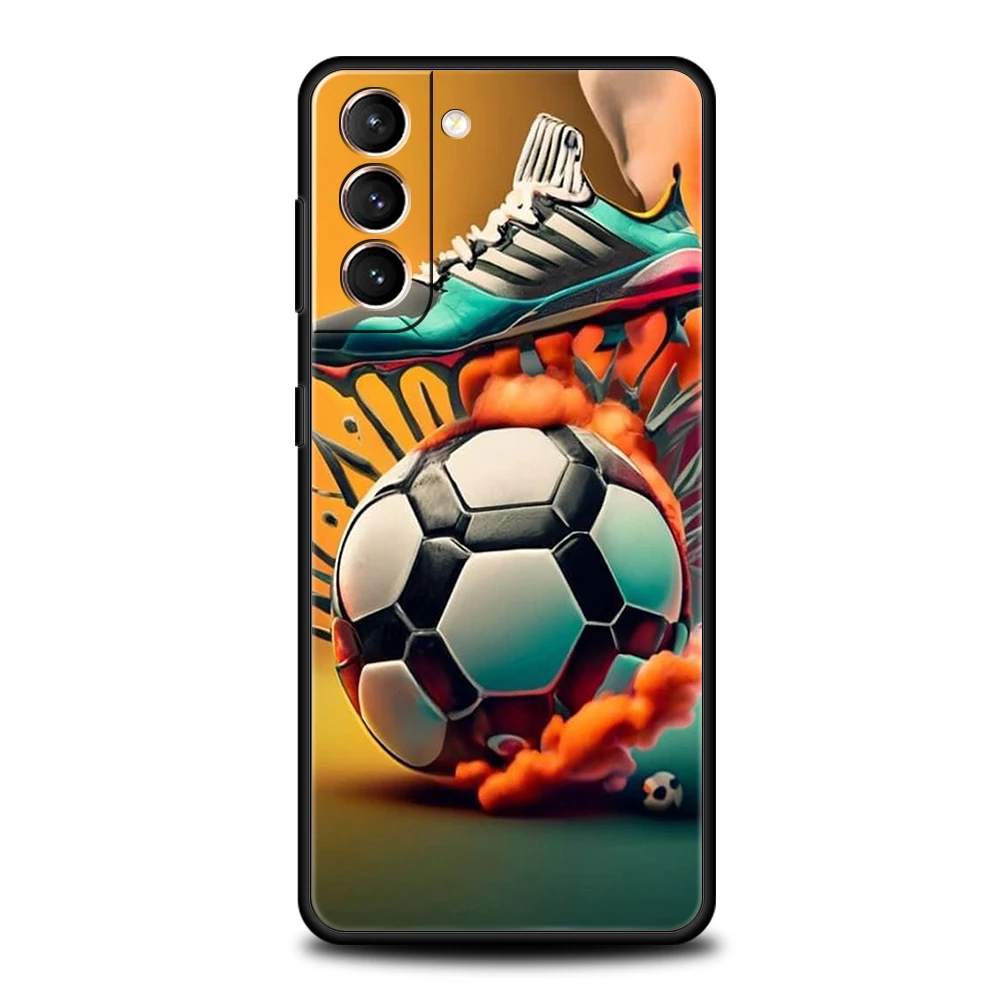 삼성 갤럭시 S24 S23 S22 S20 S21 FE 울트라 S10 S10E S9 S8 플러스 5G 실리콘 충격 방지 휴대폰 커버, 축구 스포츠 케이스