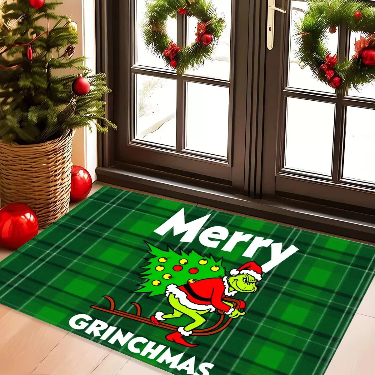 VIKAMA Christmas Santa Claus, Monster Grinch Carpet Home Decor, Soft And Absorb-Water, Entrance Door, Bathroom Anti-Slip Mat