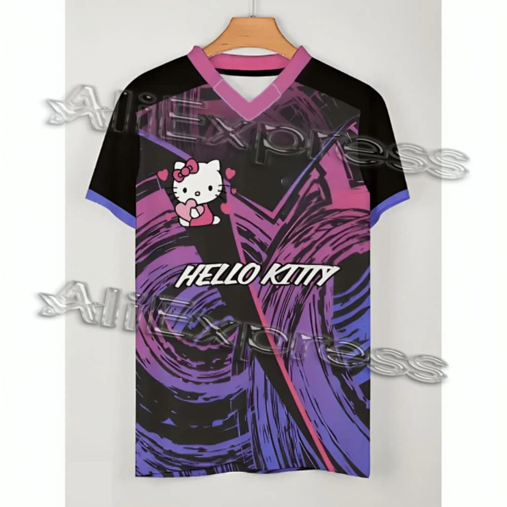 2025 Disney Hello Kitty Animated Summer Fashion Casual Breathable Quick-Drying Football T-shirt for Boys, Girls and Children