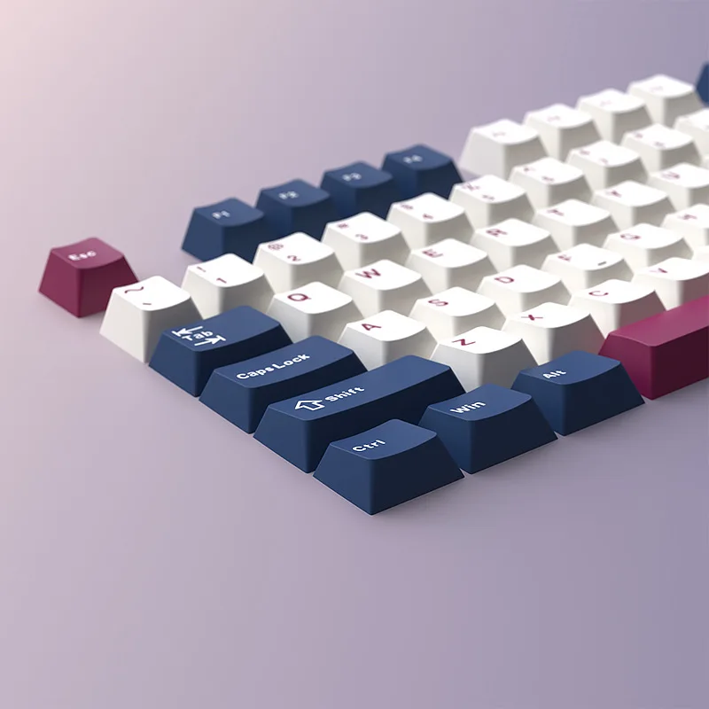 KUXM Blue Rose Mecha Mechanical Keyboard Keycaps Tri-Split PBT Small Full Set Custom 2-Color