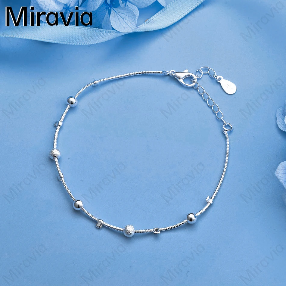 

Miravia 925 Sterling Silver Round Bead Snake Necklace Bracelet Women Charm Fashion Engagement Jewelry