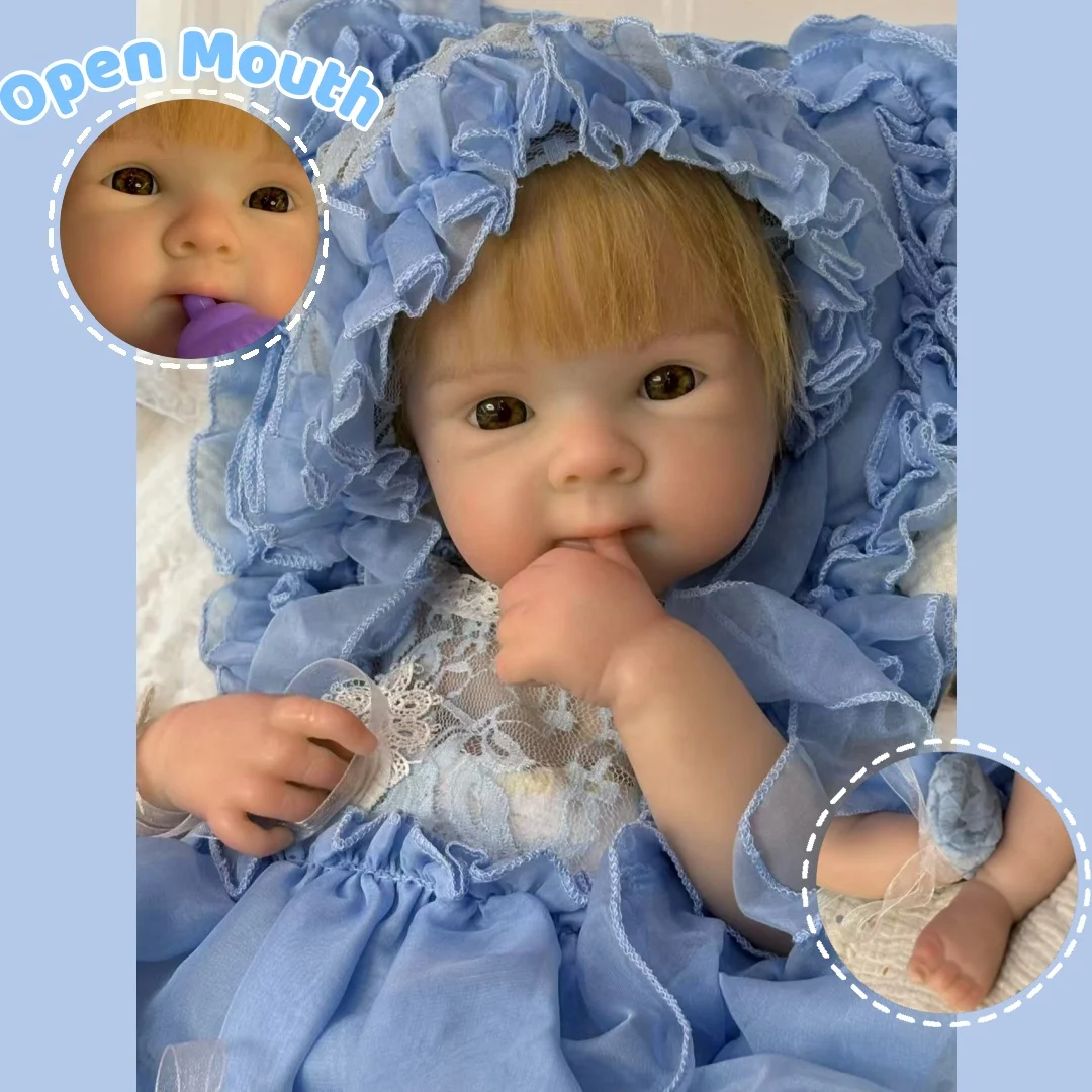 

18Inch Can Open Mouth Rooted Hair Lovely Bettie Soft Silicone Bebe Reborn Girl Doll Lifelike Newborn Girl Dolls Best Gift