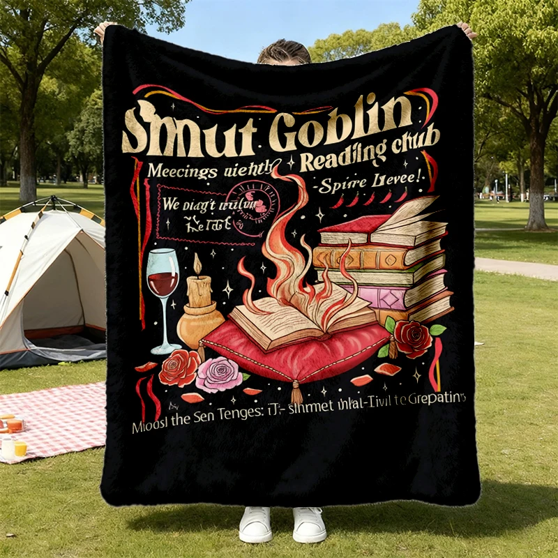 Smut Goblin Dark Romance Bookish Flannel Blanket, Spicy Book Club Flannel Throw, Date with A Book Cozy Blanket, Spread