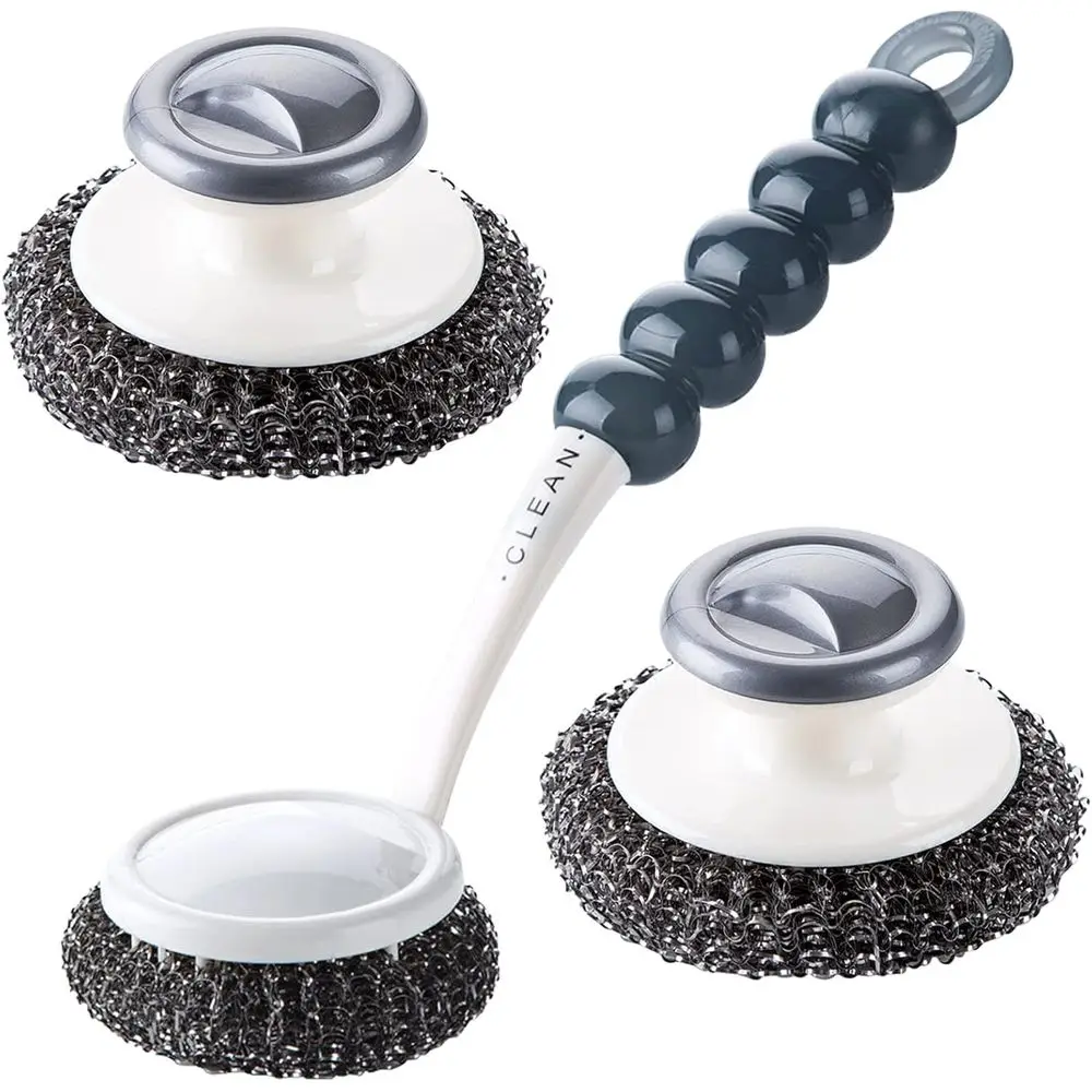 Heavy Duty Pot & Dish Scrubber Cleaning Brush Wash, Stainless Steel ScrubBrushes for Cleaning Supplies, Pots, Pans, Grills, Sink