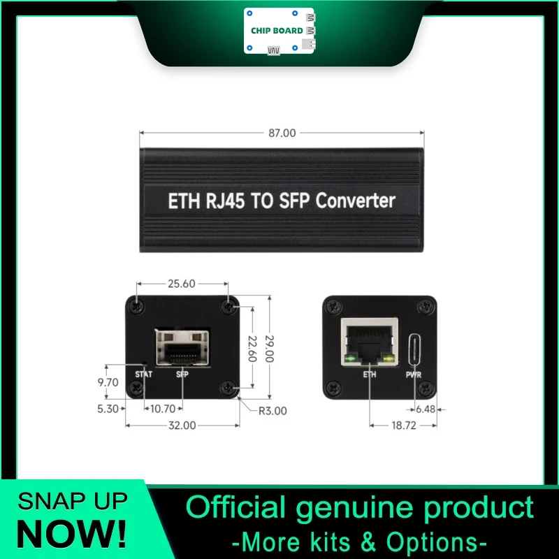 Convertisseur Gigabit SFP Waveshare RTL8213B, adaptateur Ethernet fibre 1,25 Gbps avec négociation automatique et LED