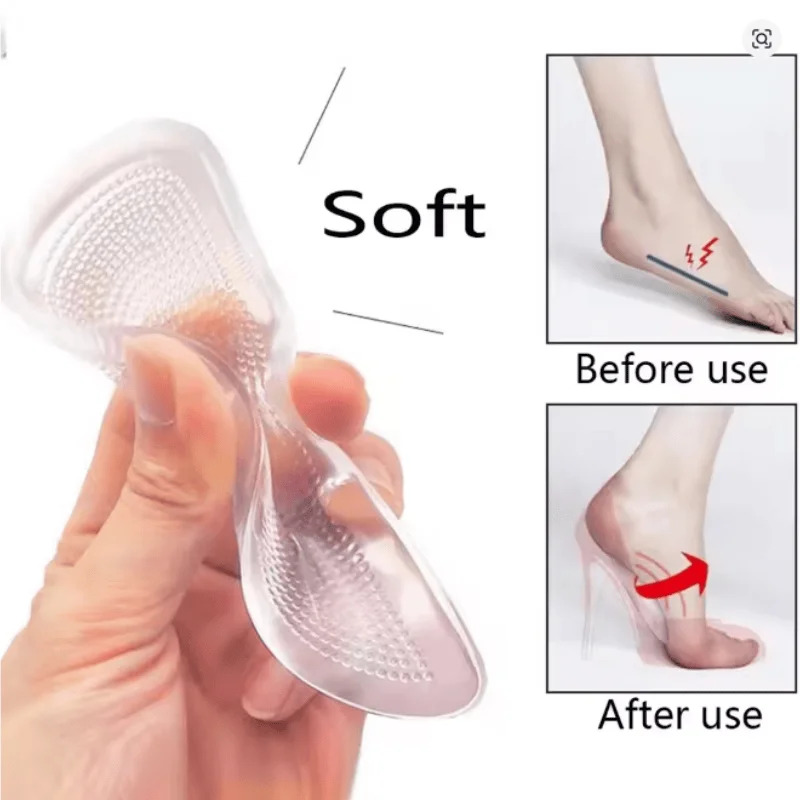Adult Unisex Silicone Arch Insole to Support Flat Feet Anti-Foot Pain Foot Protection High Heels Three-Point Arch Insole