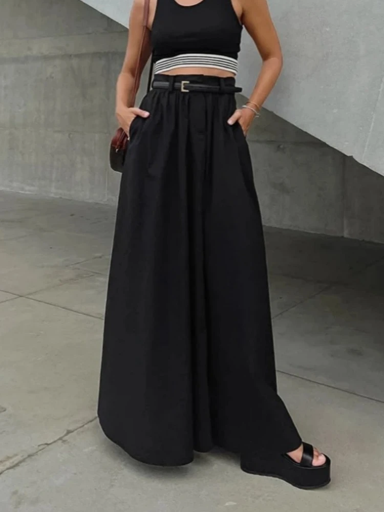 Jupes longues de couleur unie pour femmes Streetwear bureau dame Faldones Para Mujer élégant Jupe Longue Femme mode coréenne vêtements