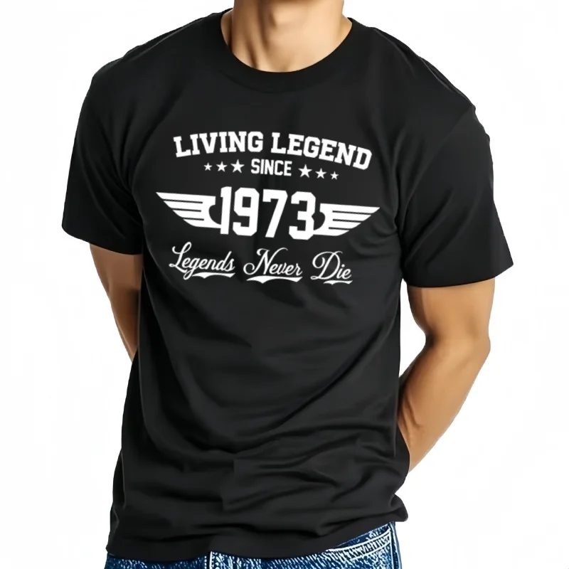 Été hommes 100 coton casual ample talla grande desde 1973 motivo impreso deporte cómodo cuello rond à manches co
