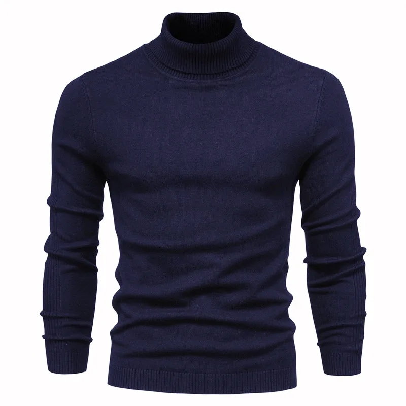 Outono inverno cor sólida masculino quente casual camisola de malha fino ajuste masculino jumper roupas 2023 camisola de gola alta masculina my704